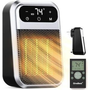 800W Wall Outlet Space Heater with Remote